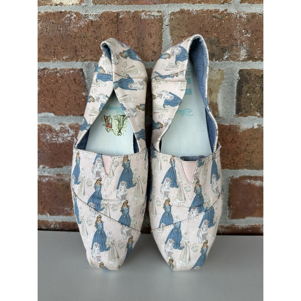 Disney X Toms Womens 10 Pink Sleeping Beauty Printed Canvas Flat Shoes